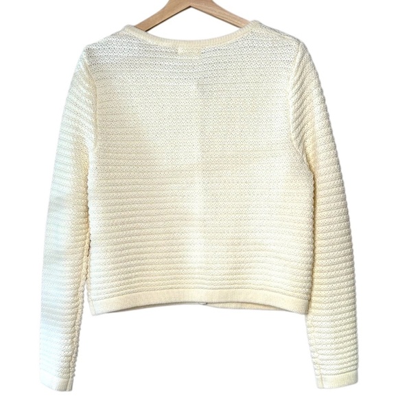 GEMMA + JANE Cotton Blend Rib Knit Button Front Cropped Cardigan Pockets Sz M - Picture 5 of 11